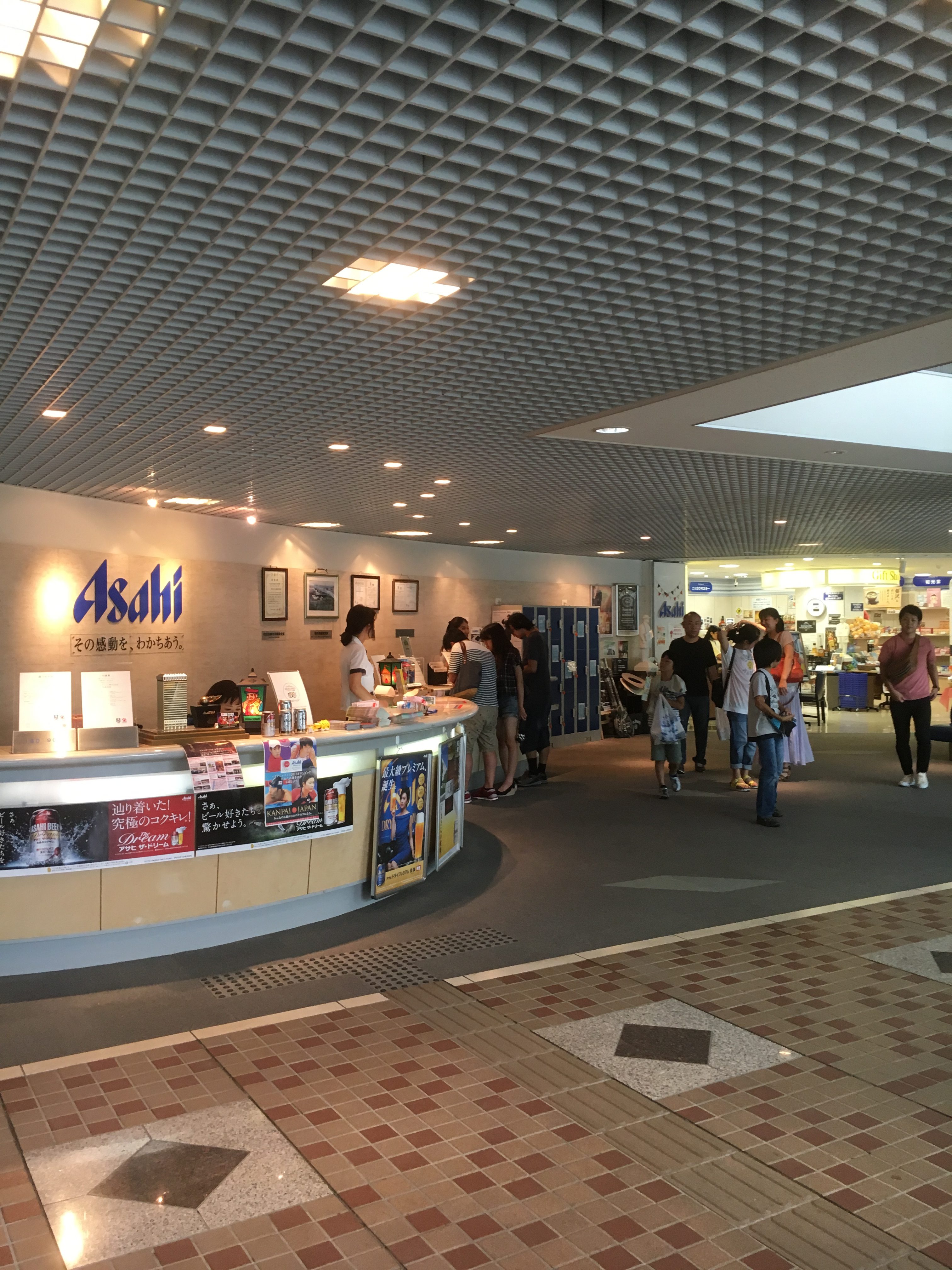 reception and gift shop in the Asahi beer suita factory