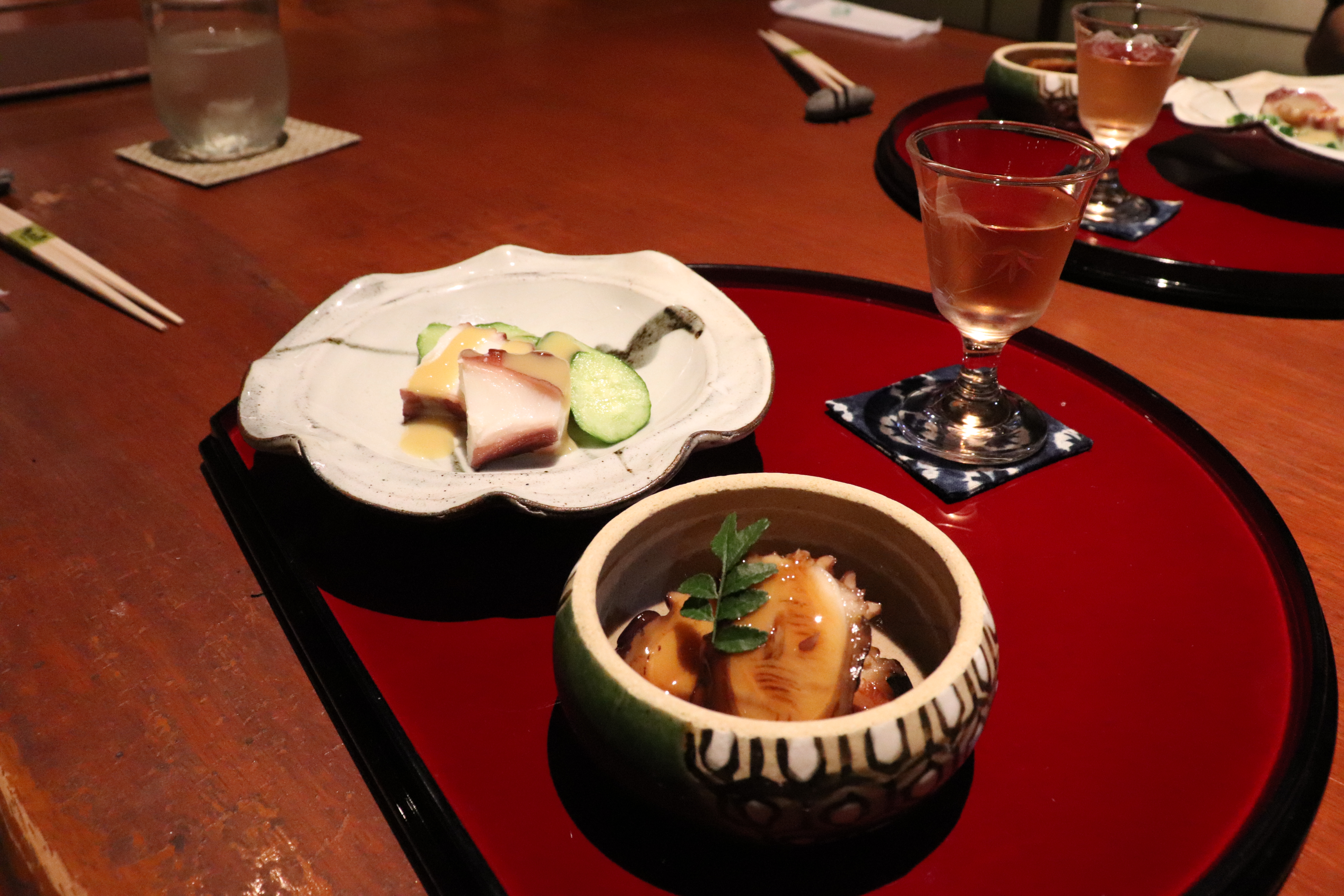 appetizer of boiled octopus two ways at takoamasa chikusui-tei takoyaki restaurant