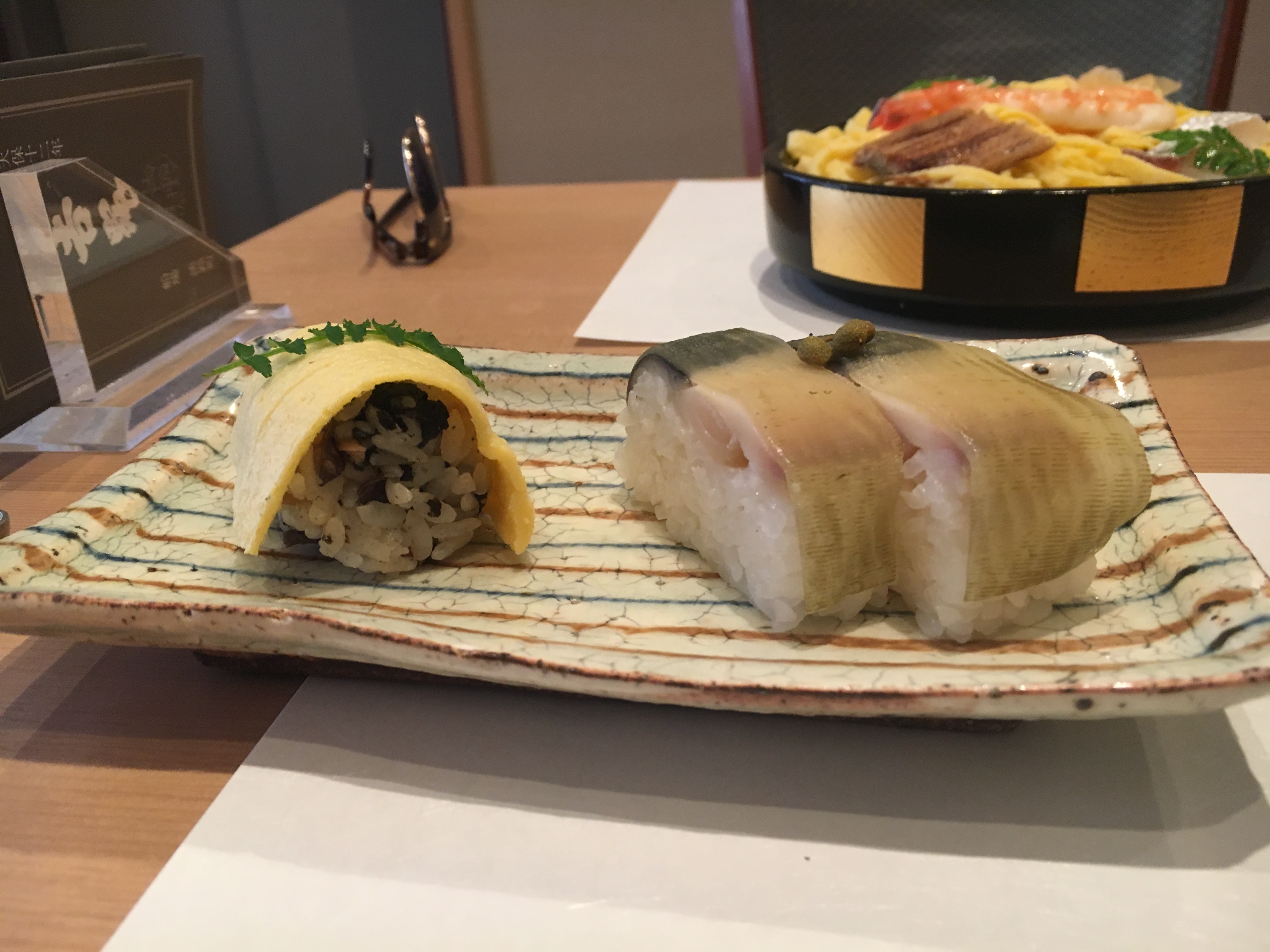 traditional saba oshizushi at Yoshino sushi