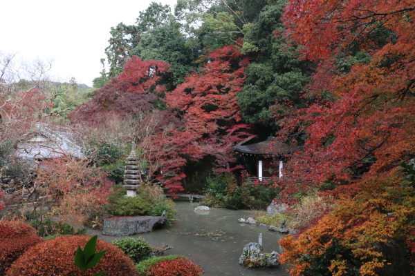 Temple gardens of Bishamon-do Temple in Kyoto, Japan