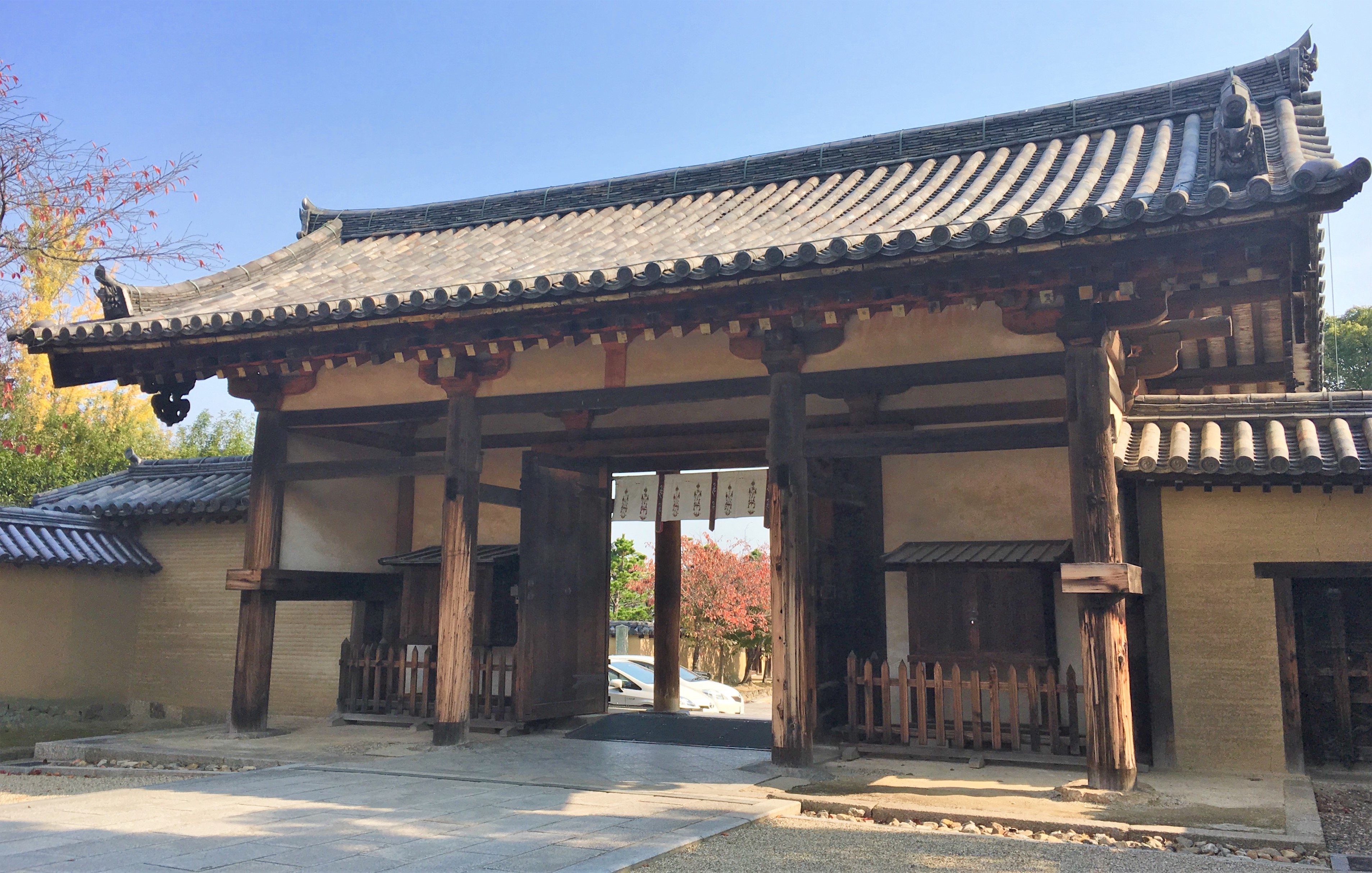 Japanese national treasure Todaimon Gate of Horyu-ji Temple 
