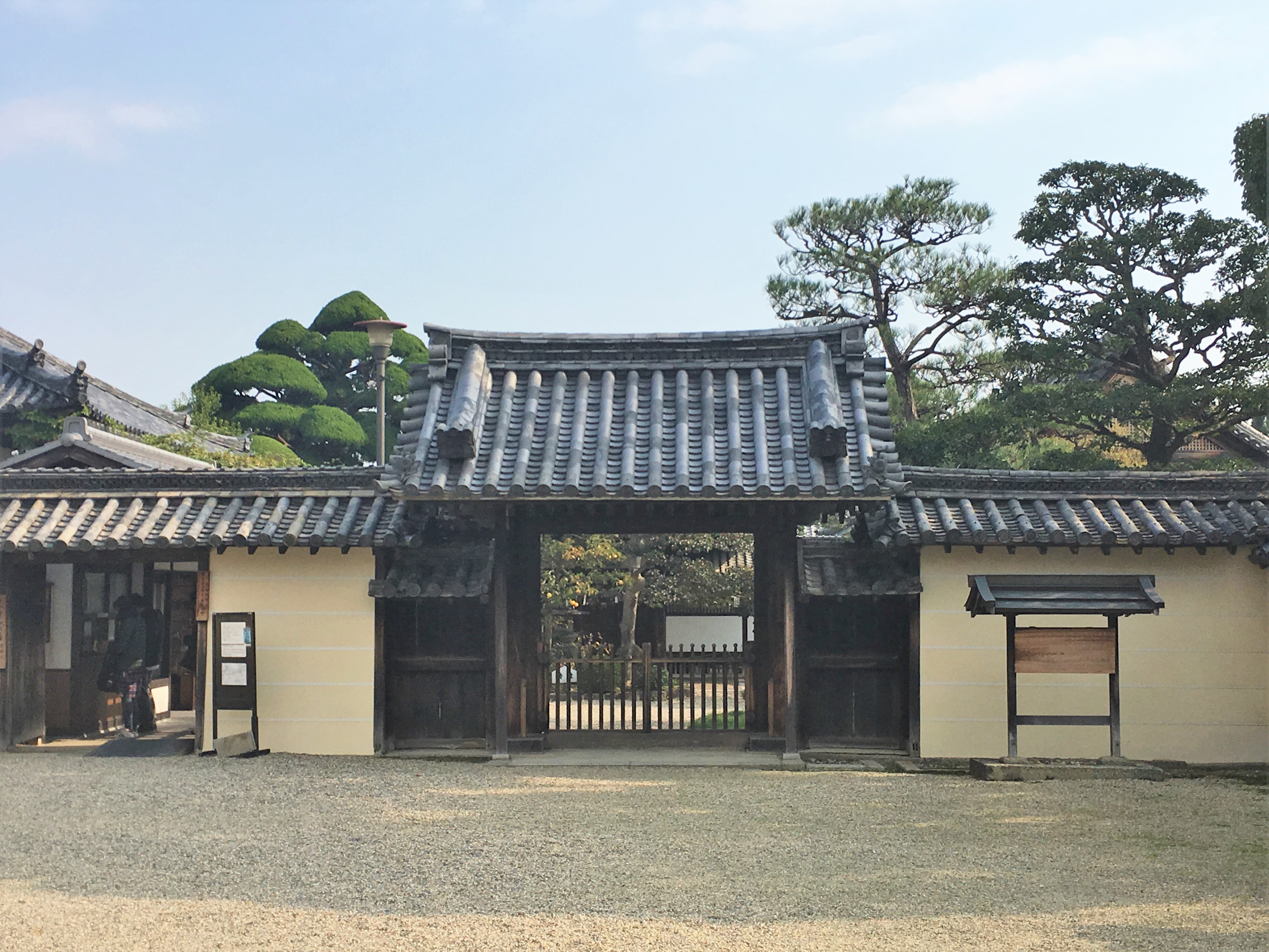 old style Japanese gate to the Chugu-ji in Horyu-ji