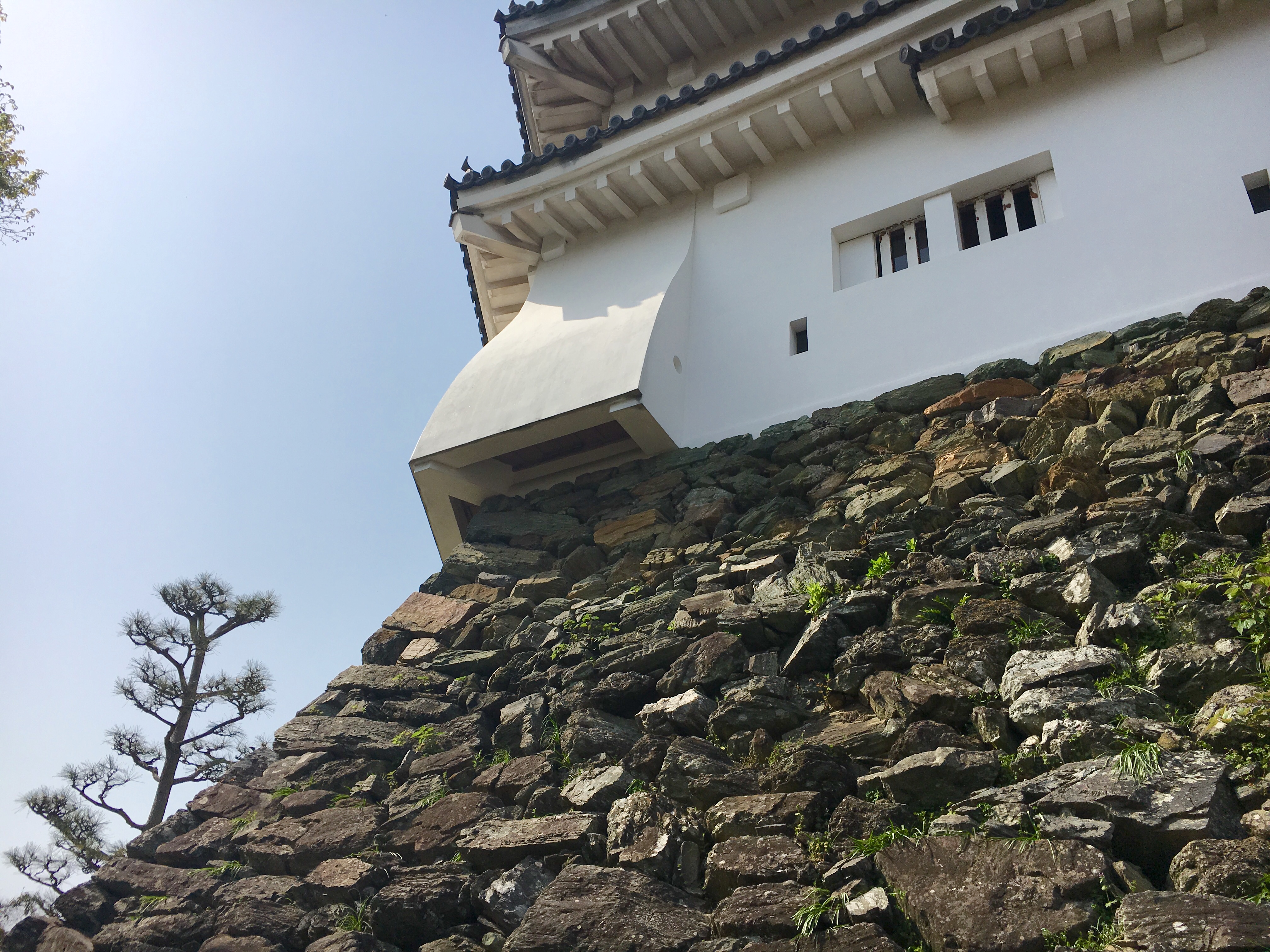 ishi otoshi on top inside of wakayama castle's inner bailey 
