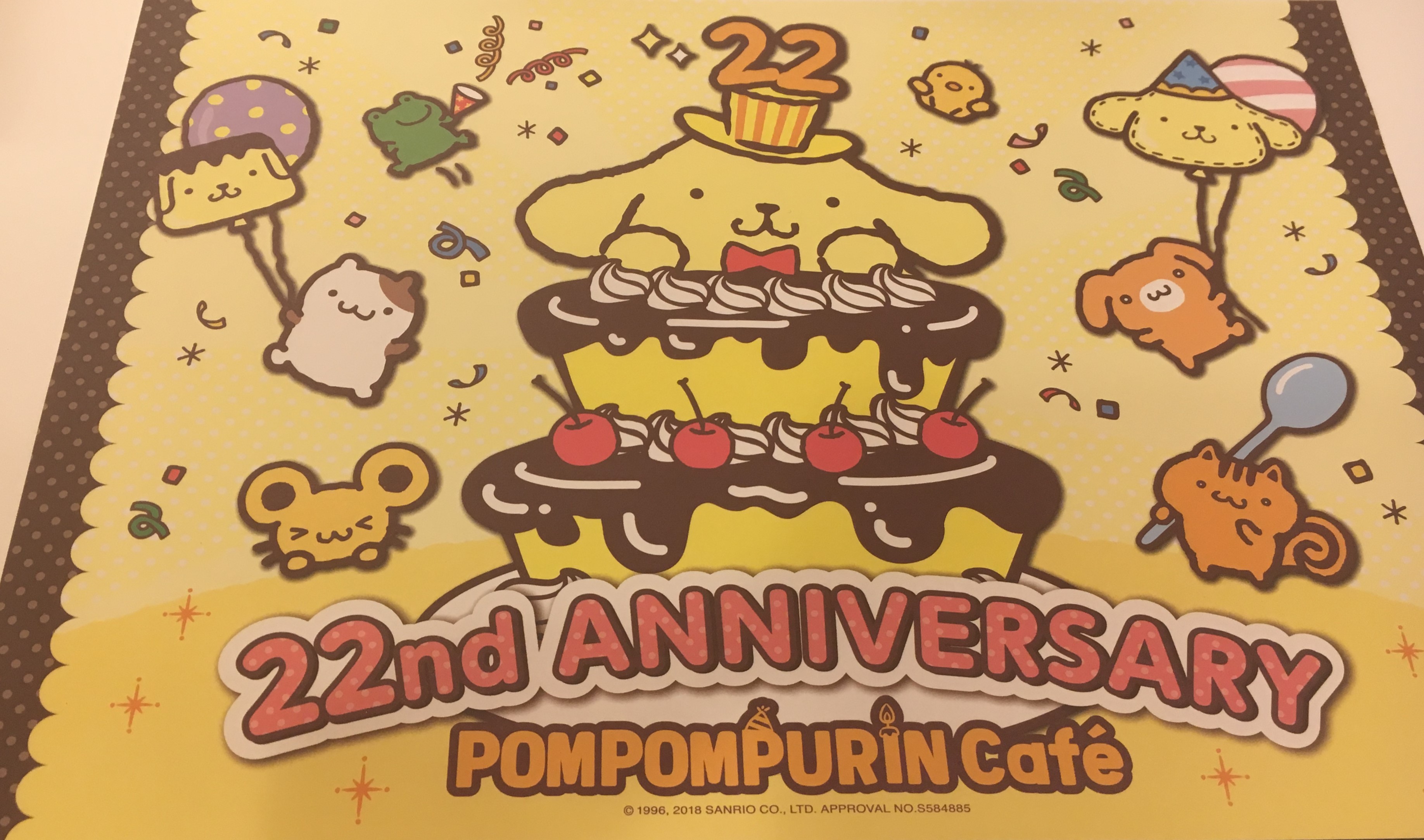 22nd anniversary placemat of the pompompurin cafe