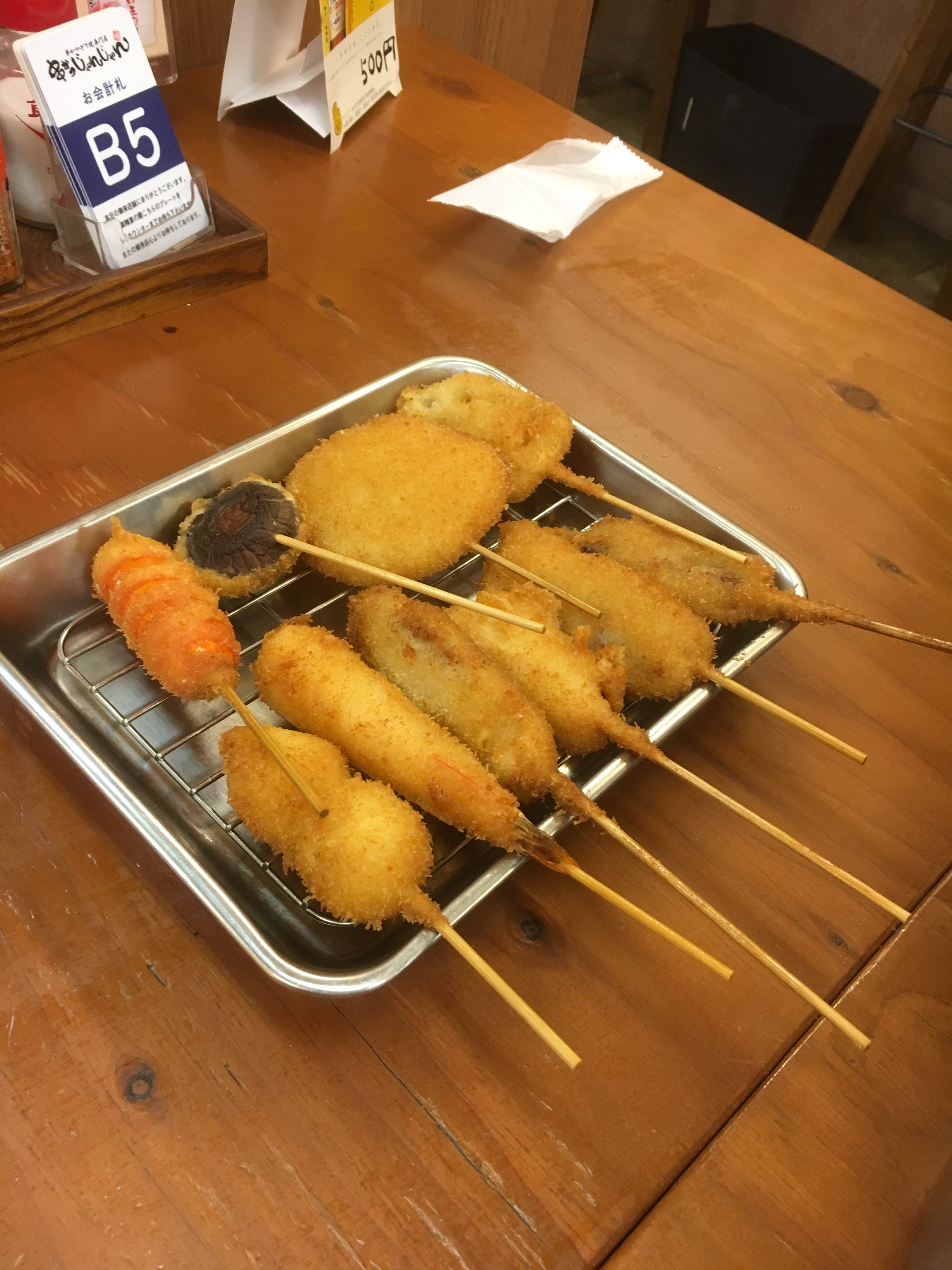 assortment of fried kushikatsu 