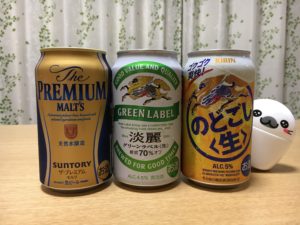 three different variation of Japanese beers