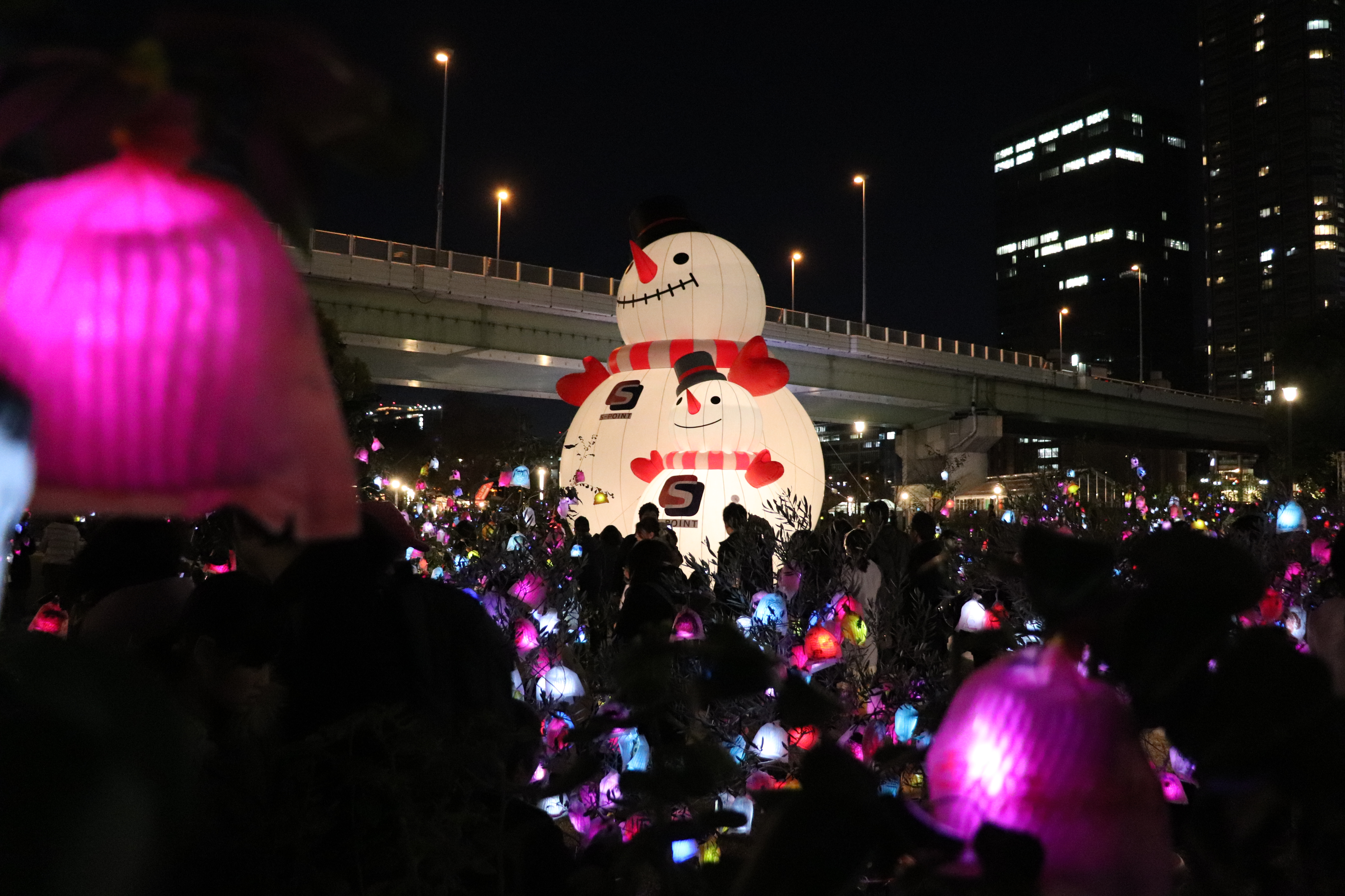 Winter illuminations at Osaka's naknoshima during Christmas in Japan