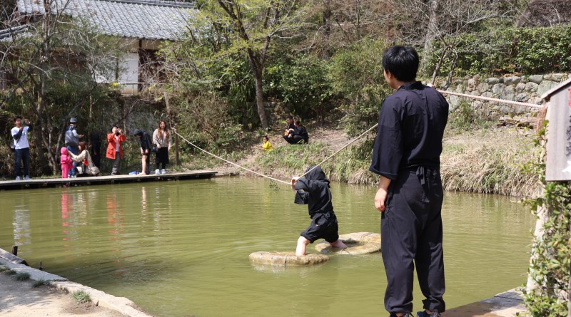 A boy engaging Ninjya practice in Koka Ninja Village