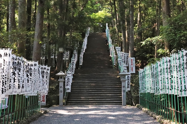 stairs leading to honden of Kumano Hongu Shrine 