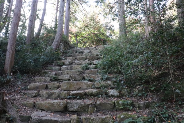 Stairs to former main keep of Kannon-ji Castle