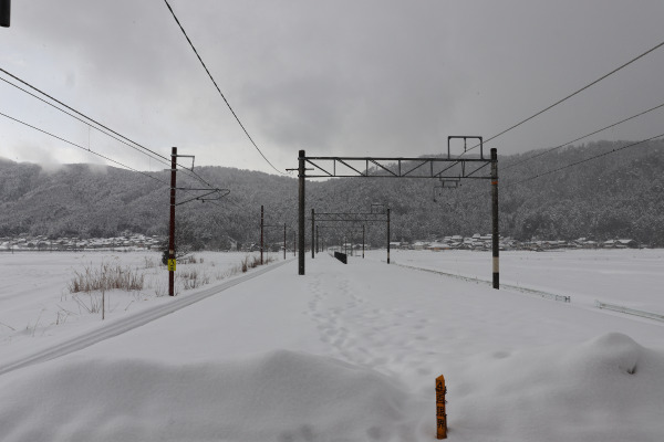 Yogo Station covered in snow