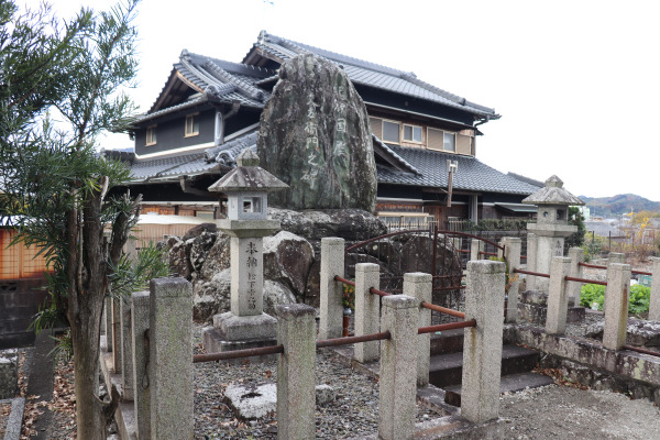 Stone monument for one of the founders of Panasonic in Yuasa