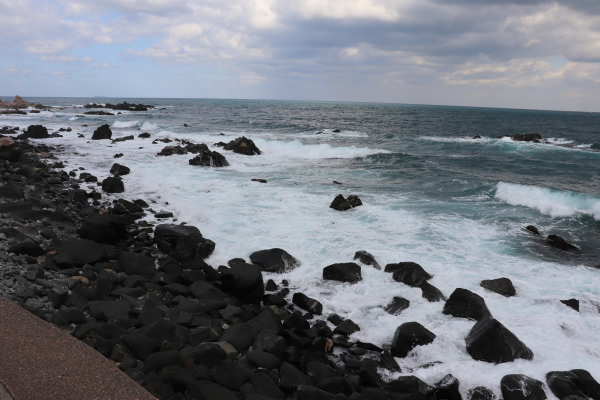 Rocky coast of the Genkai Sea on Shikanoshima Island