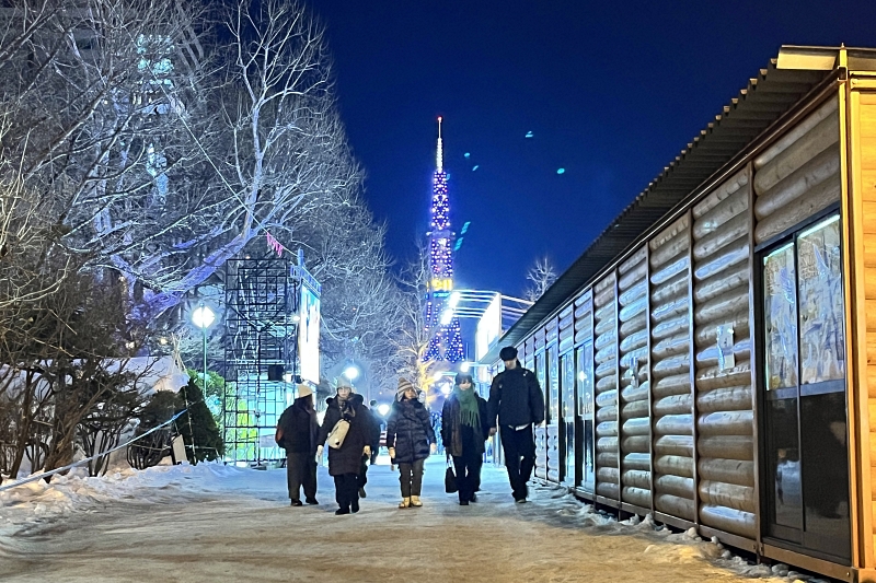 Sapporo Snow Festival at night 